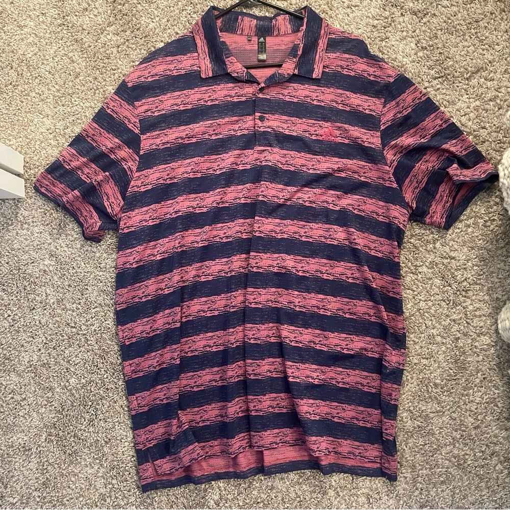 Men’s Striped Polo Shirt - Pink and Blue